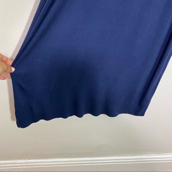 CHLOE Blue Long Sleeved Midi Dress with Beaded Collar and Fringed Shoulders - Picture 5 of 9